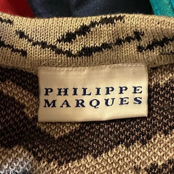 *SOLD* Vintage Philippe Marques cream/black zebra print cardigan sweater - Picture 6 of 7